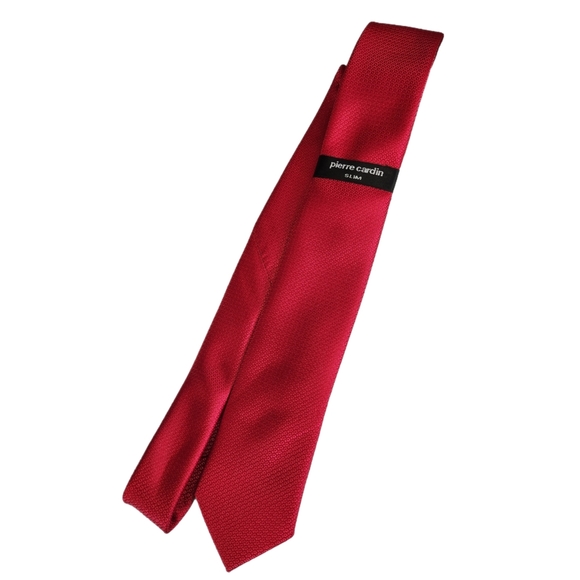 PIERRE CARDIN SLIM MEN'S RED DESIGNER TIE BNWT - Picture 3 of 5